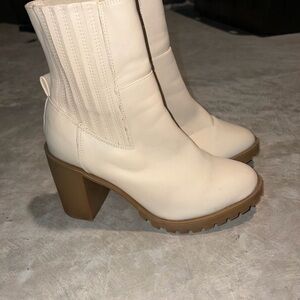 Coconuts by Matisse Cream Ankle Boots with Tan Lug Sole
